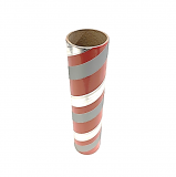2.5" id -  12" long  - .115" wall Kraft Tube Red, Gray and Silver Foil