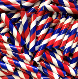 25pc 3/4" id - 6" long - 3/32" wall Red White Blue Striped Tube