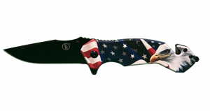 Spring Assisted Drop Point USA Flag With Eagle Knife