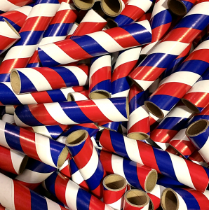 100pc 1" id - 6" long - 1/8" wall Red White Blue Striped Tube