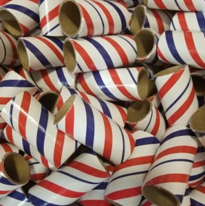 500pc 1" id - 2 1/2" long - 3/32" wall Red White Blue Striped Tube