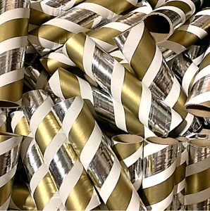 10pc 1.25" ID x 6" Gold, White and Silver Foil Kraft Tube