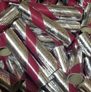 10pc 1.25" ID x 6" Red and Silver Foil Kraft Tube