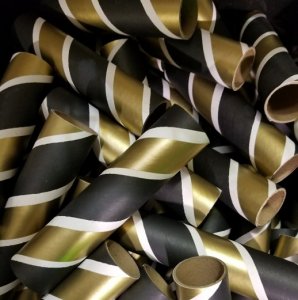 10pc 1.50" ID x 7" Black, White and Gold Foil Kraft Tube