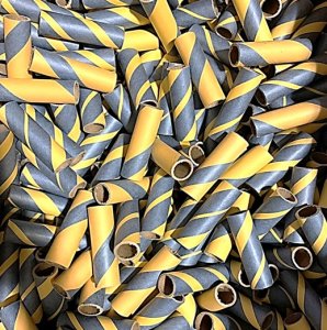 25pc 3/4" id - 3" long - 1/16" wall Yellow & Gray Spiral Tubes